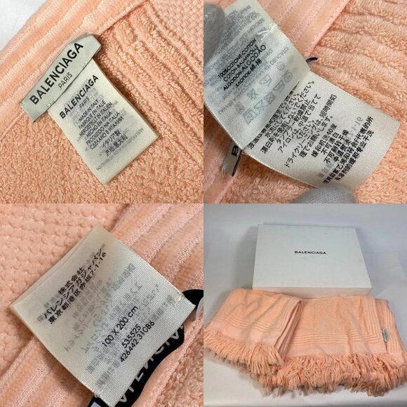 BALENCIAGA 535525 logo sports towel/beach towel set/fabric towel Pink Beige - Picture 6 of 12
